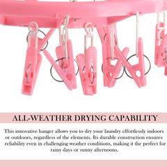 Heart Home Clip and Drip Hanger - Hanging Drying Rack - 32 Clips (Pink)-HHEART15540