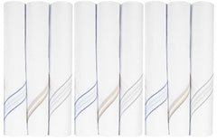 Kuber Industries Lining Design 100% Cotton Premium Collection Handkerchiefs Hanky for Men, Set of 9 (White), Standard (HS_37_KUBMART020440)