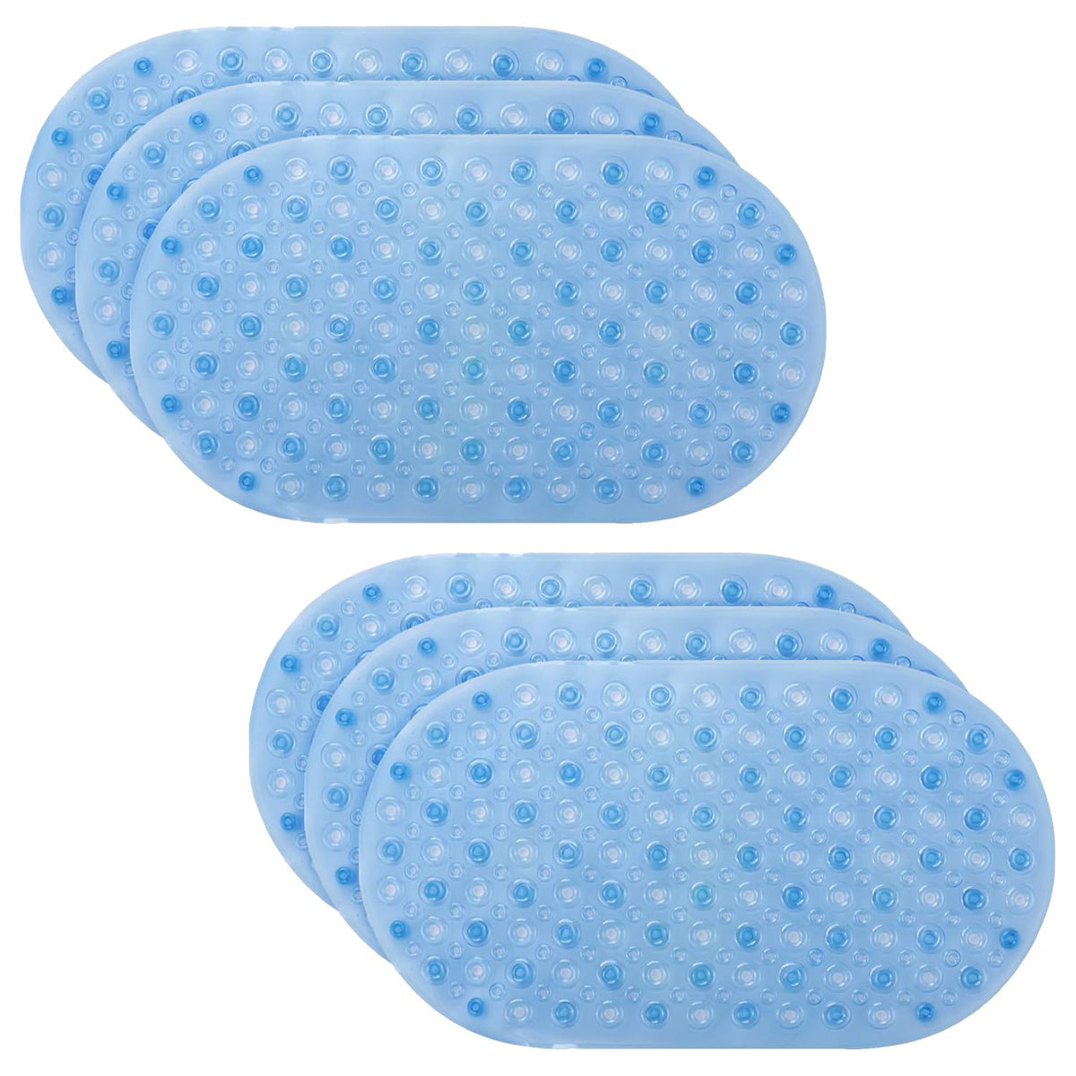 Kuber Industries Bath Mat | PVC Bathroom Mat | Shower Bath Mat | Floor Tub Mat | Bathroom Oval Mud Mat | Anti-Skid Shower Bathroom Mat | Q-01A |Pack of 6| Blue
