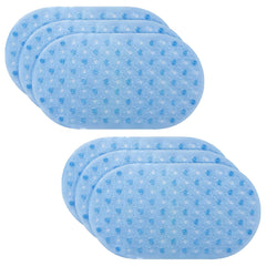 Kuber Industries Bath Mat | PVC Bathroom Mat | Shower Bath Mat | Floor Tub Mat | Bathroom Oval Mud Mat | Anti-Skid Shower Bathroom Mat | Q-01A |Pack of 6| Blue