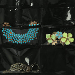 Kuber Industries Fabric 2 Pieces Double Sided Dress Style Hanging Organizer for Jewellery and Makeup Accessories Organizer (Black & Pink) -CTKTC034762