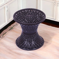 Heart Home Seating Stool | Plastic Mesh Damroo Stool | Both Sided Stool for Guestroom | Damroo Style Stool | Stool for Graden | Stool for Balcony | Brown