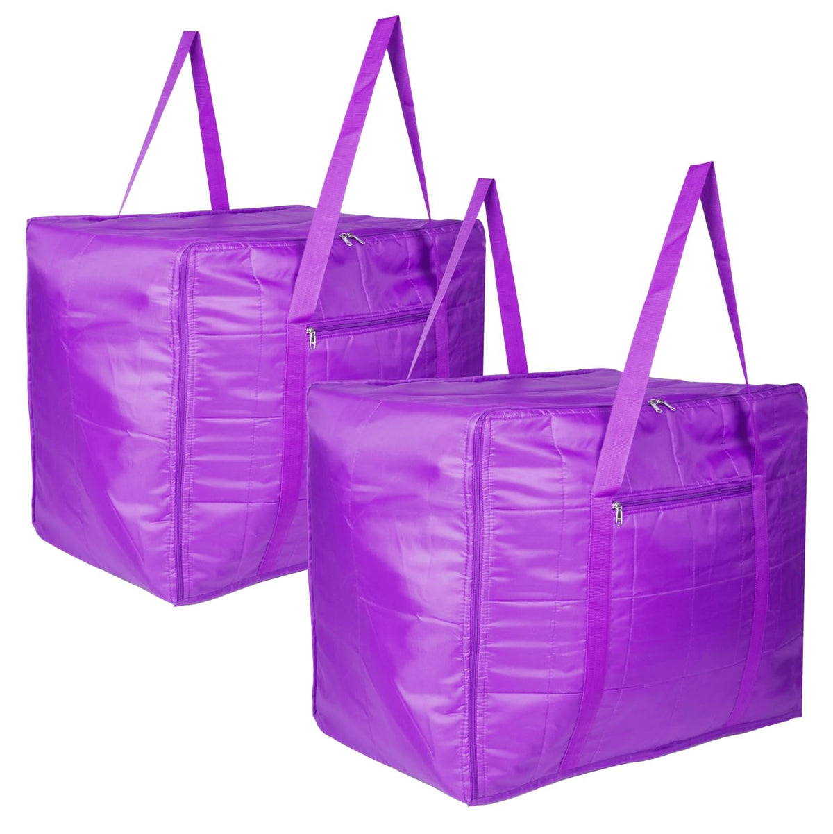 Heart Home Storage Attachi Bag | Parachute Travel Storage Bag | Underbed Storage Bag | Storage Organizer for Clothes | Zipper Closure Blanket Bag with Handle | Large | Pack of 2 | Purple