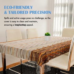 Kuber Industries Lining Design Print Dining Table Cover 6 Seater|Exclusive Table Cloth|Table Sheet for dining, Party, Events|Waterproof Table Protector|Indoor and Outdoor Use 90x60 (Beige)