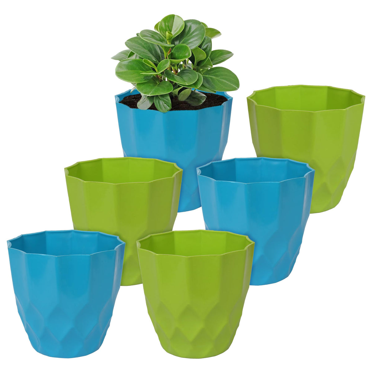 Heart Home Flower Pot | Flower Planter Pots for Indoor | Flower Pots for Outdoor | Pot for Garden & Balcony Flowering | Flower Plants Pot | Barfi Flower Pot | 6 Inch | Pack of 6 | Multi
