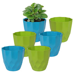 Heart Home Flower Pot | Flower Planter Pots for Indoor | Flower Pots for Outdoor | Pot for Garden & Balcony Flowering | Flower Plants Pot | Barfi Flower Pot | 6 Inch | Pack of 6 | Multi