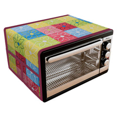 Heart Home Oven Top Cover | Microwave Oven Top Cover | Microwave Cover with 4 Utility Pockets | Oven Cover for Kitchen Décor | Check Oven Top Cover | Yellow