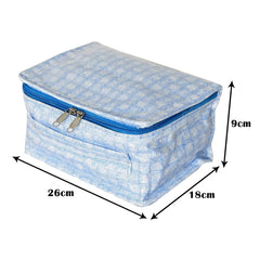 Heart Home Jewellery Kit | Check Design Vanity Box for woman | Laminated Jewellery Kit for woman | Jewellery Kit with 8 Transparent Pouch | Pack of 2 | Blue