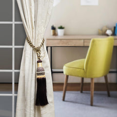 Heart Home Tassel | Curtain Tie Back Tassel Set | Curtain Holder Tieback | Curtain Tieback | Curtain Holder for Home & Office Décor | Moti Kit Pit Tassel | Brown