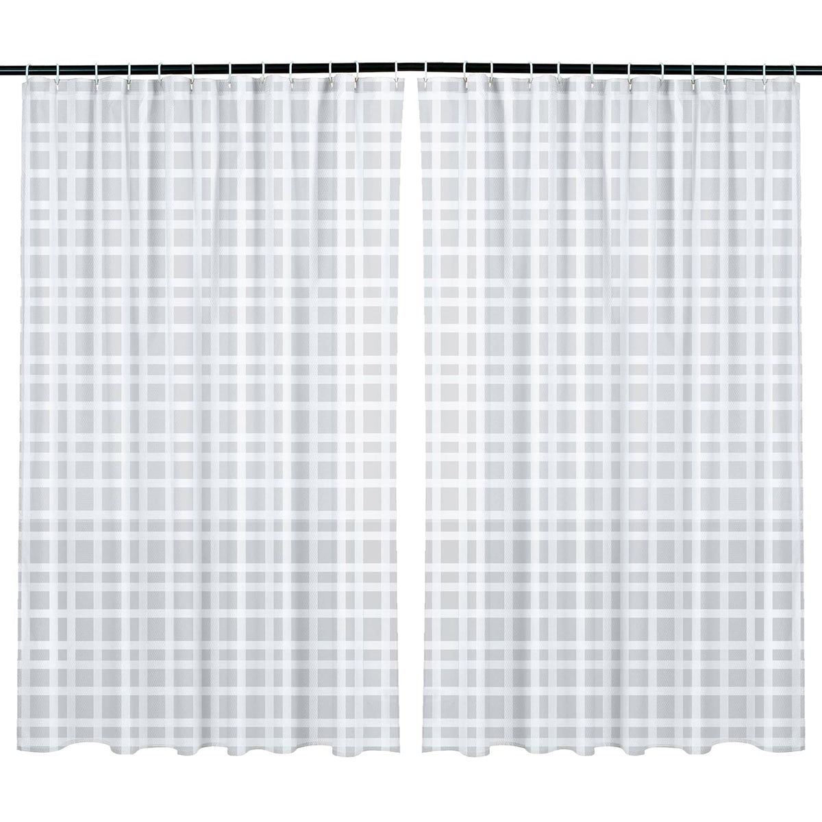 Kuber Industries Shower Curtain | PVC Shower Curtain with Hooks | Shower Curtain for Bathroom | AC Shower Curtain | Self Check Bathroom Shower Curtain | 7 Feet | Pack of 2 | White