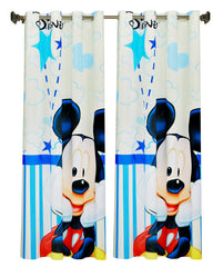 Kuber Industries Disney Mickey Printed 7 Feet Door Curtain for Living Room, Bed Room, Kids Room with 8 Eyelet- Pack of 2 (Cream)-HS43KUBMART25603, Standard