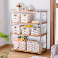 Kuber Industries (Set of 2) Plastic Baskets For Organizing - Storage Basket With Handle - For Makeup Items, Toys, Socks - White