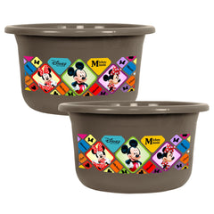 Heart Home Disney Check Bath Tub | Versatile Utility Gaint Tub | Plastic Bath Tub for Baby | Clothes Washing Tub For Bathroom | Feeding Pan Tub | TUB-25 LTR | Pack of 2 | Brown