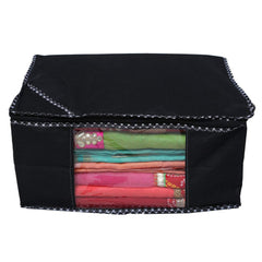 Kuber Industries Single Saree Covers With Zip|Saree Packing Covers For Wedding|Saree Cover Set Of 3 (Black)