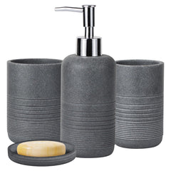 Urbane Home Premium 4-Piece Bathroom Accessories Set | Soap Dish | Liquid Soap Dispenser (300ml) | Tumbler | Brush Holder | Moisture Resistant | Scratch Proof | Grey