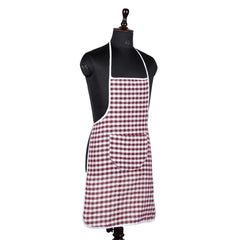 Kuber Industries Apron | Cotton Front Pocket Kitchen Apron | Check New Apron for Restaurent | Apron for Housewife | Chef Apron for Kitchen | Chef Bib Apron | Maroon