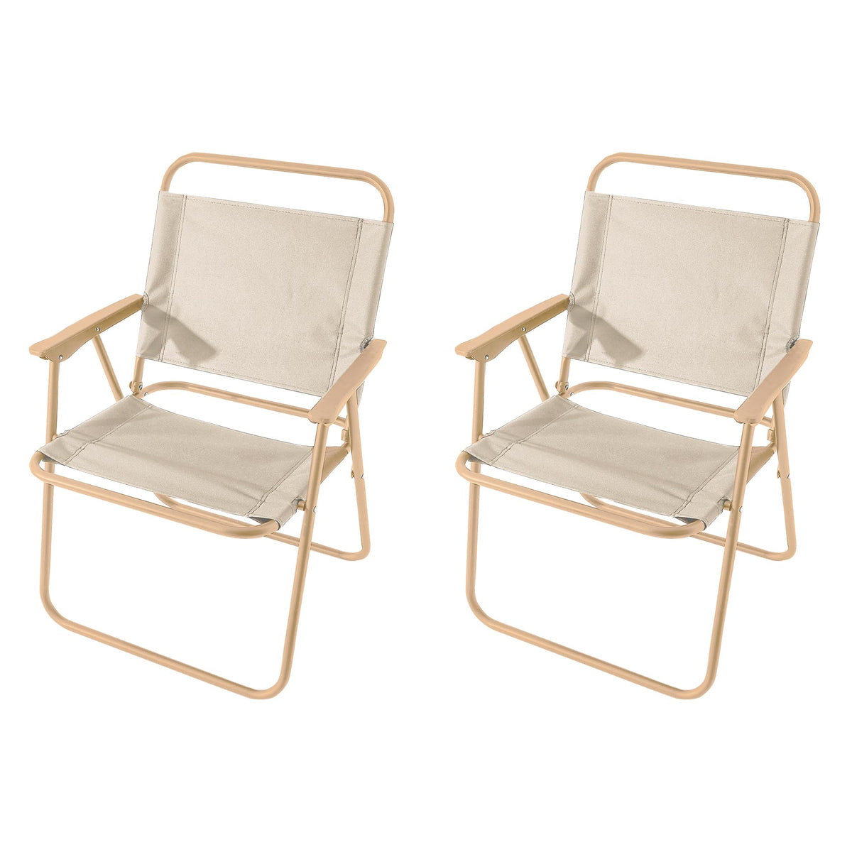 Kuber Industries (Set of 2) Portable & Foldable Chair for Travelling - Small Camping Cloth Kurchi for Outdoor Beach & Home Aram - Khaki