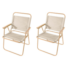 Kuber Industries (Set of 2) Portable & Foldable Chair for Travelling - Small Camping Cloth Kurchi for Outdoor Beach & Home Aram - Khaki