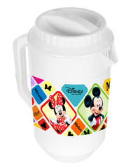 Heart Home Mickey Minnie Print Unbreakable Plastic Water Jug with Lid for Home, Kitchen, Office 2 Liter Pack of 3 (White)