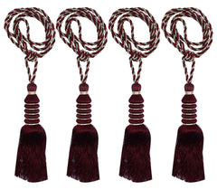 Heart Home Polyester 4 Pieces Curtain Tie Back Tassel Set (Maroon) - CTHH1364