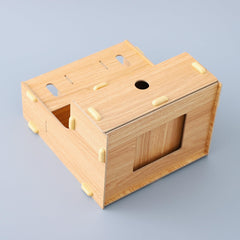 Urbane Home 3 Compartments with One Bottom Drawer Pen Stand for Office | MDF Wood Rack | Aesthetic Stationery Stand for Office Table Accessories | Burlywood | 23.3x17.5x25.5cm