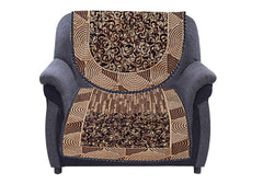 Kuber Industries Leaf Design 6 Piece Velvet Sofa Cover Set - Blue