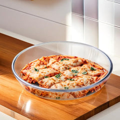 Heart Home 1600 ml Borosilicate Glass Baking Tray | Transparent Microwave Oven Safe Utensils | Oval Bread Moulds for Baking | Dishwasher & Freezer Safe | Multipurpose use Serving Tray
