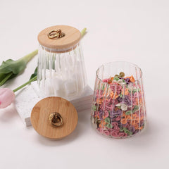 Kuber Industries Borosilicate Glass Jar with Bamboo Lid | Kitchen Organizer Items & Storage | Multi-utility, Leakproof, Airtight Jar for Cookies, Snacks, Tea, Coffee, Sugar | Set of 2 (620ml, 750ml)