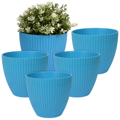 Kuber Industries Flower Pot | Flower Planter Pots for Indoor | Flower Pots for Outdoor | Pot for Garden & Balcony Flowering | Flower Plants Pot | Mega Flower Pot | 6 Inch | Pack of 5 | Blue