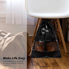Heart Home Shoe Cover | Travel Shoe Storage Bags | Non-Woven Storage Bag | Shoe Cover with Drawstring | Shoe Organizer with Clear window | Pack of 24 | Multi