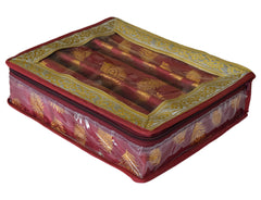 Kuber Industries Multipurpose Feather Design Laminated 3 Rod Bangle Box/Organizer/Case With Tranasparent Top (Maroon)-47KM0201