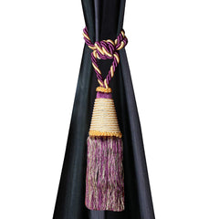 Kuber Industries Beads Beautiful Design Polyester 6 Pieces Curtain Tie Back Tassel Set (Purple) CTKTC33584