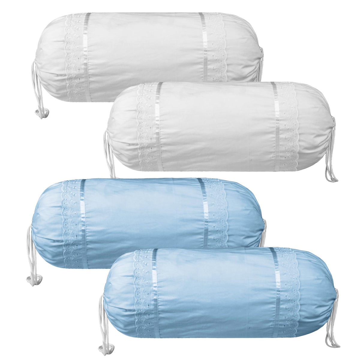 Kuber Industries Bolster Covers | Cotton Bolster Cover Set | Diwan Bolster Cover Set | Bolster Pillow Cover | Plain Lace Print Masand Cover | 16x32 Inch | Pack of 4 | Multicolor