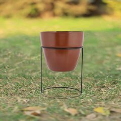 Kuber Industries Metal Planter|Decorative Modern Indoor Desk Pot|Iron Table Stand Flower Planter Pot for Home D cor,8.5 Inches,Pack of 2 (Green & Terracotta)