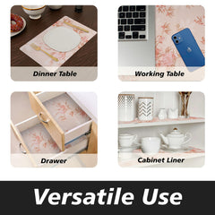 Heart Home Shelf Liner | Kitchen Cabinet Shelf Protector | Kitchen Liners for Cabinets | Drawer Liner Mat | Red Flower Wallpaper Shelf Liner Cabinet Mat | 5 MTR | Cream