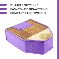 Heart Home Blouse Cover | Clothes Storage Bag | Zipper Wardrobe Organizers | Clothes Organiser with Attached Pocket with White Lace | Non-Woven Front Transparent | Pack of 6 | Purple