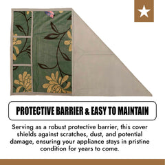 Kuber Industries Fridge Top Cover | Fridge Top Cover with Pockets | Refrigerator Top Cover for Kitchen | Fridge Top Cover with 6 Utility Pockets | Flower Fridge Cover | Green