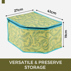 Heart Home Saree Cover & Blouse Cover Set | Saree & Blouse Organizer Combo Set | 2 Pieces Blouse & 2 Pieces Saree Cover Set | Zipper Closure | Leaf-Design | Set of 4 | Green