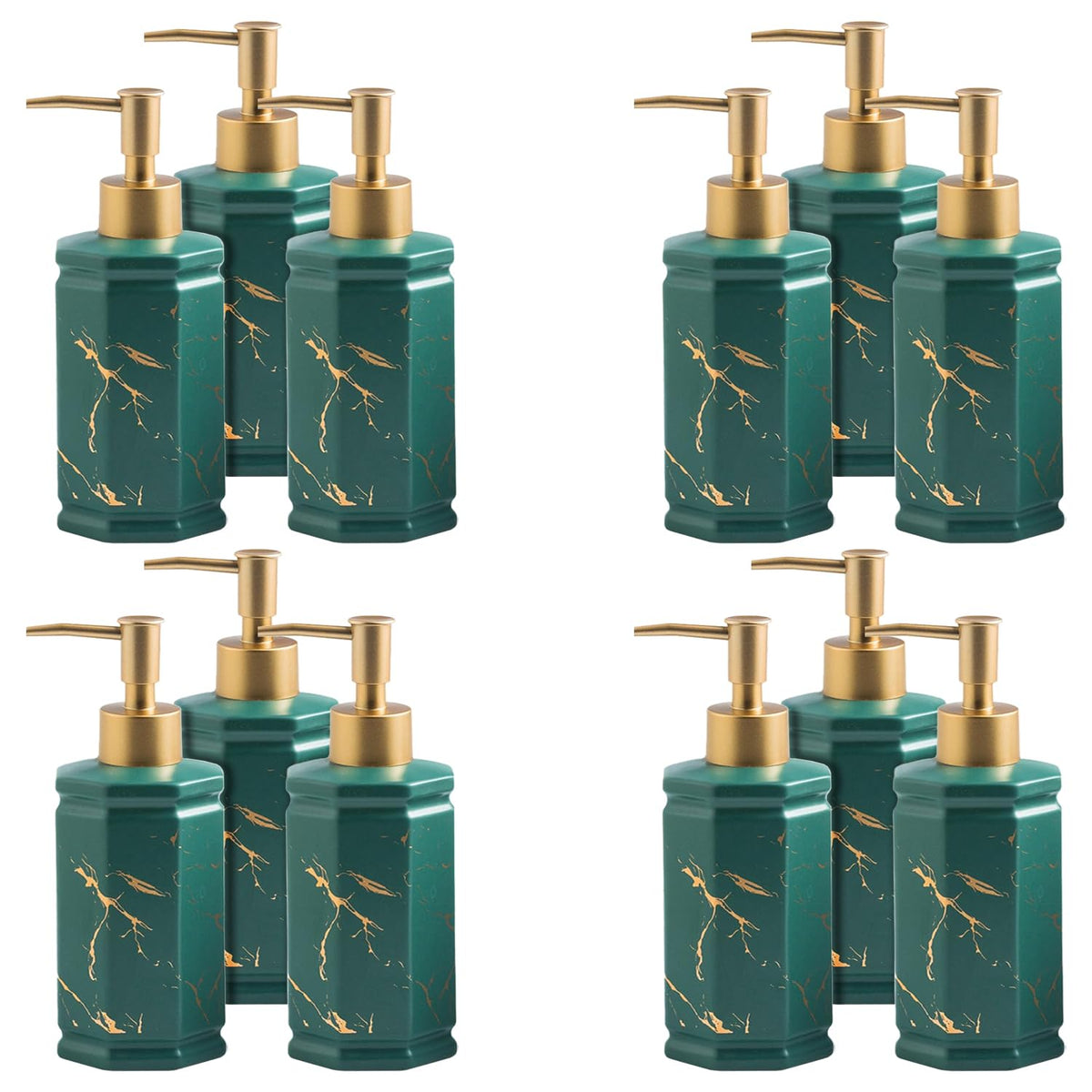 Kuber Industries Liquid Soap Dispenser | Handwash Soap Dispenser | Soap Dispenser for Wash Basin | Shampoo Dispenser Bottle | Bathroom Dispenser Bottle | 12 Piece | Pack of 4 | 350 ml | Green