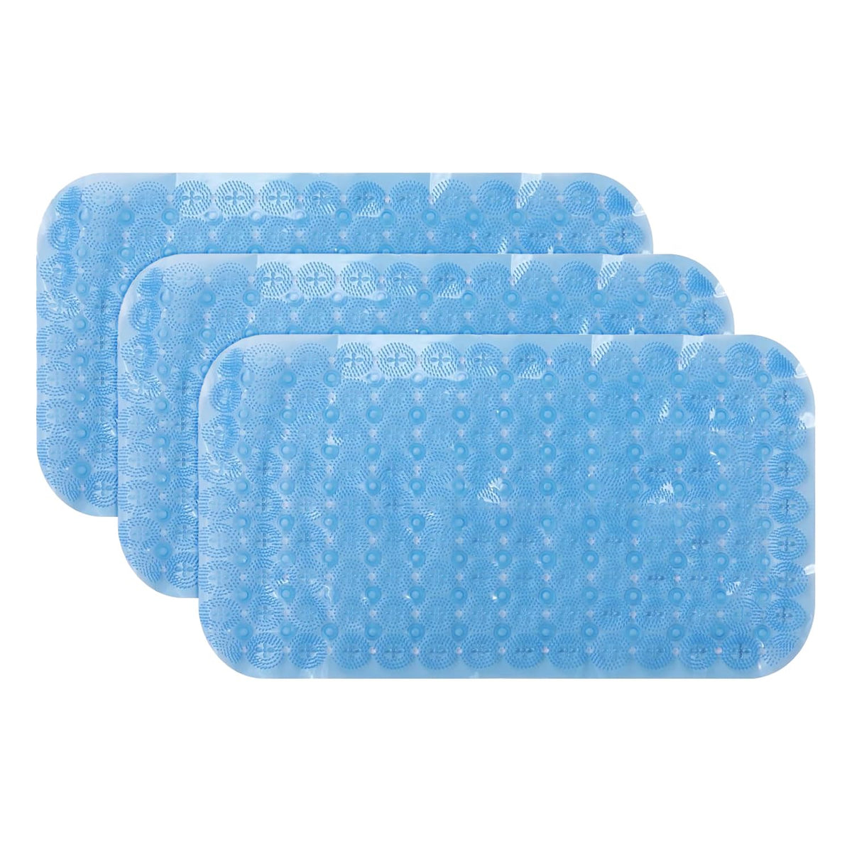 Kuber Industries Bath Mat | PVC Bathroom Mat | Shower Bath Mat | Floor Tub Mat | Foot Massager Mat | Anti-Skid Shower Bathroom Mat | B-01A |Pack of 3| Blue