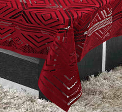 Kuber Industries Argyle Printed Cotton 4 Seater Center Table Cover,40"x60" (Maroon)-44KM027