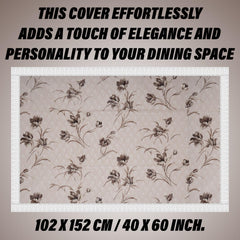 Kuber Industries Center Table Cover | PVC Table Cloth Cover | 4 Seater Table Cloth | Flower Table Cover | Table Protector | Table Cover for Center Table | 40x60 Inch | CTC | Brown