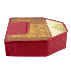 Kuber Industries Blouse Cover | Clothes Storage Bag | Zipper Wardrobe Organizers | Clothes Organiser with Attached Pocket | Non-Woven Front Transparent Blouse Cover | Pack of 6 | Maroon