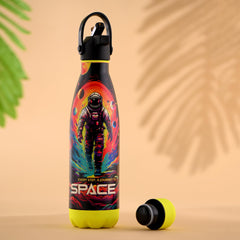 Kuber Industries 500 ml Water Bottle with 2 Lids | Journey To Space | Stainless Steel Bottle for Travel & Sports | BPA-Free Insulated Sipper Bottle for Adults & Kids with Straw | Multicolor|Pack of 3
