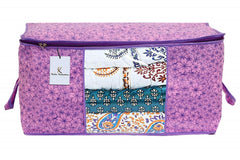 Kuber Industries Metallic Printed Non Woven 6 Pieces Saree Cover And 6 Pieces Underbed Storage Bag, Cloth Organizer For Storage, Blanket Cover Combo Set (Pink & Purple) -CTKTC038581