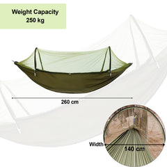 Kuber Industries Pack of 5 Camping Hammock with Mosquito Net | Portable Hammocks with Tree Straps | Swing Sleeping Hammock Bed with Net | Nylon Hammock for Indoor - Outdoor | Green