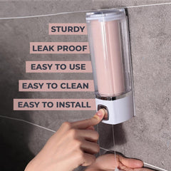 Kuber Industries Pack of 3 Manual Shampoo & Soap Dispenser | Wall Mounted | Soap Dispenser for Kitchen & Bathroom | Refillable, Lightweight & Durable | Easy to Clean |Pink- 250 ml