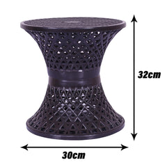 Heart Home Seating Stool | Plastic Mesh Damroo Stool | Both Sided Stool for Guestroom | Damroo Style Stool | Stool for Graden | Stool for Balcony | Brown