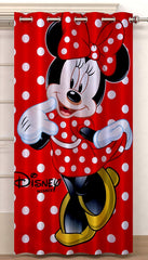Kuber Industries Disney Minnie Print Polyester Special Blackout Long Crush Eyelet Door Curtain 7 Feet (Red)-KUBERMART041