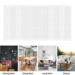 Kuber Industries Center Table Cover | Cotton Net Square Flower Pattern Table Cover | Luxurious Net Tablecloth | Tea Table Cover for Living room | 40x60 Inch | White